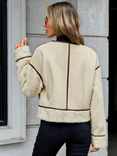 'Olwen' Zip Up Sherpa Jacket - Celes Fashion